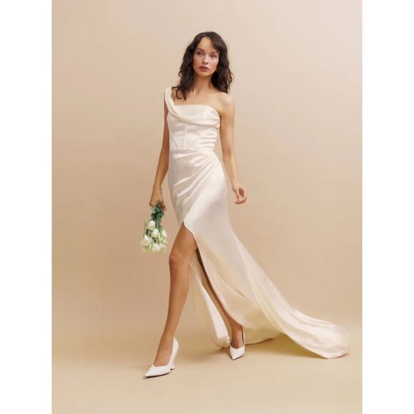 Reformation Eisa Silk Dress Ivory size 4 NWT - Picture 3 of 15